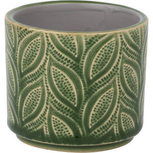 Dark Green Leaf Pattern Pot