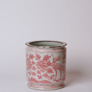 Rustic Red Peacock Porcelain Pot 9"